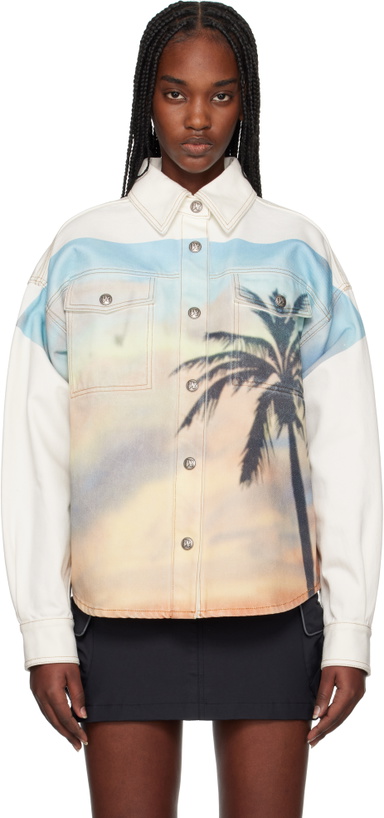 Photo: Palm Angels Off-White Sunrise Palm Denim Overshirt