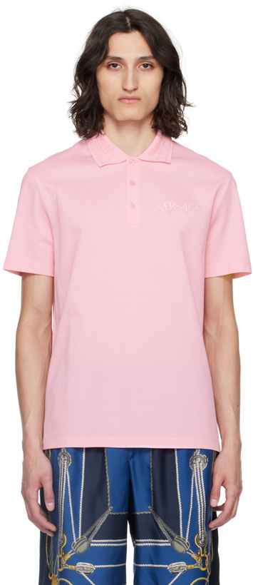 Photo: Versace Pink Milano Stamp Polo