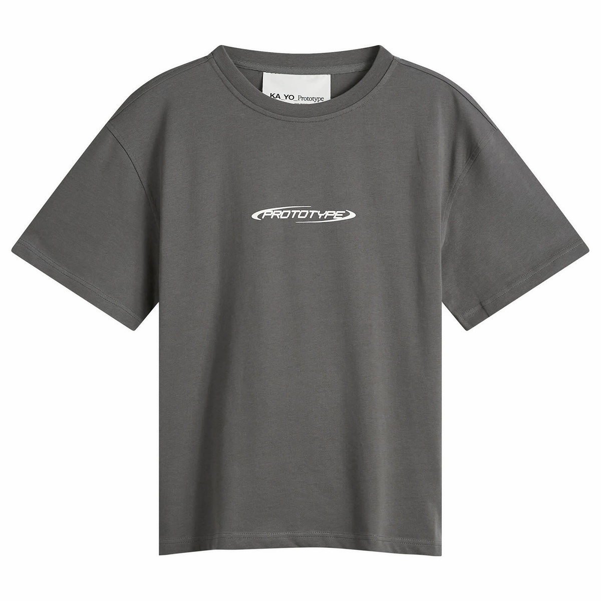 KA_YO_Prototype Men's Boxy Logo T-Shirt in Off Black