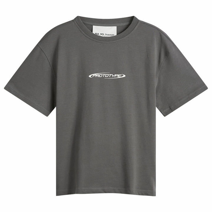 Photo: KA_YO_Prototype Men's Boxy Logo T-Shirt in Off Black