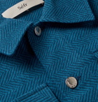 Séfr - Eric Herringbone Brushed-Cotton Shirt Jacket - Blue