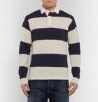 Beams Plus - Cotton Poplin-Trimmed Striped Wool Sweater - Men - White