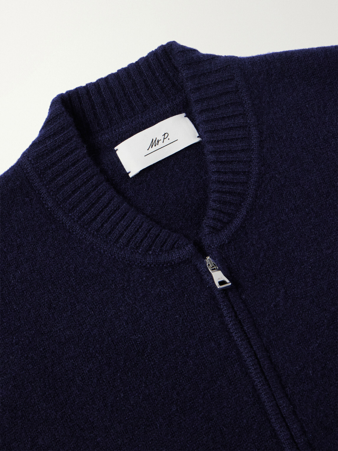 Mr P. - Brushed Cashmere Zip-Up Cardigan - Blue