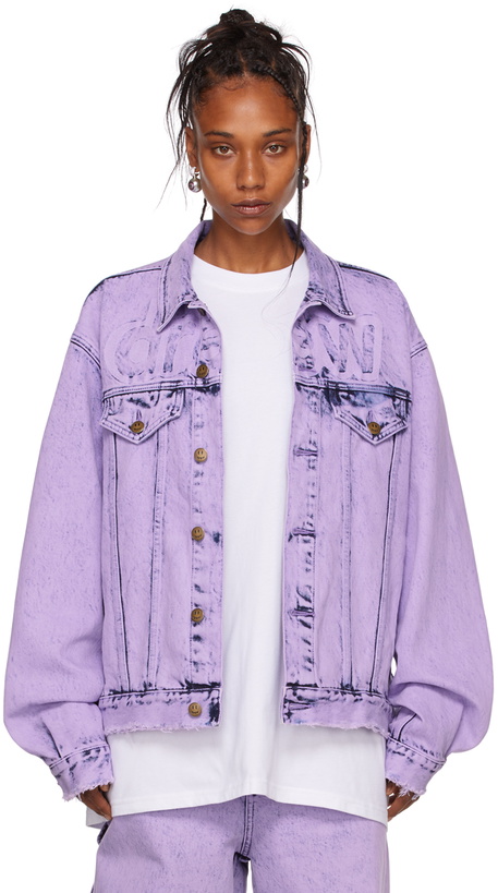 Photo: drew house SSENSE Exclusive Purple Secret Trucker Denim Jacket