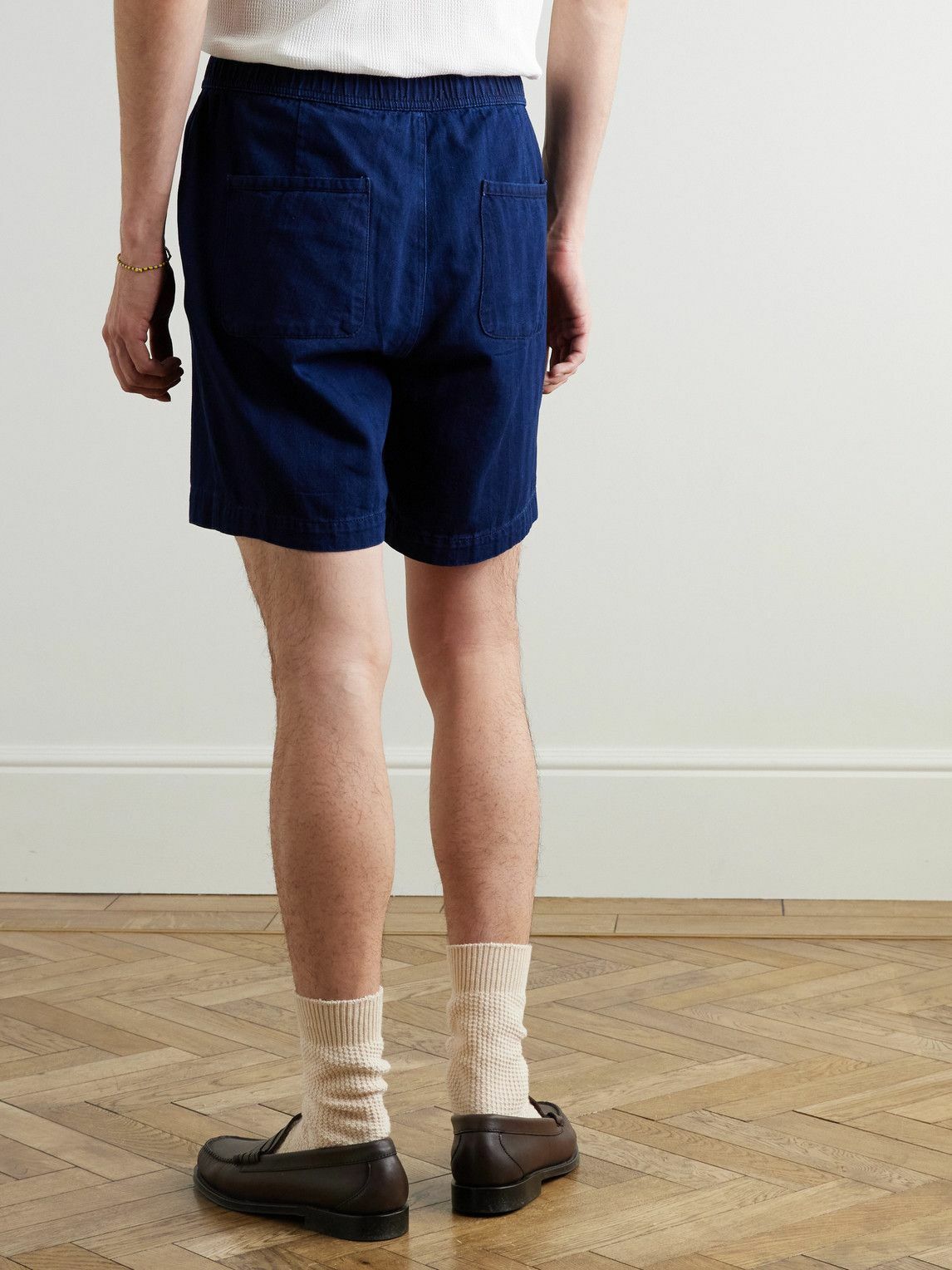 Oliver Spencer - Osborne Straight-Leg Herringbone Cotton Shorts - Blue