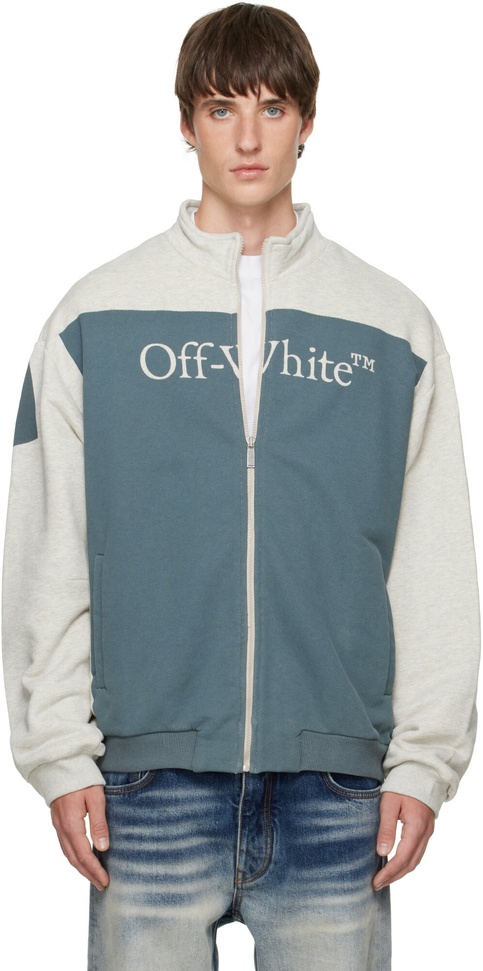 Off-White Gray Negative Big Bookish Relax Track Jacket