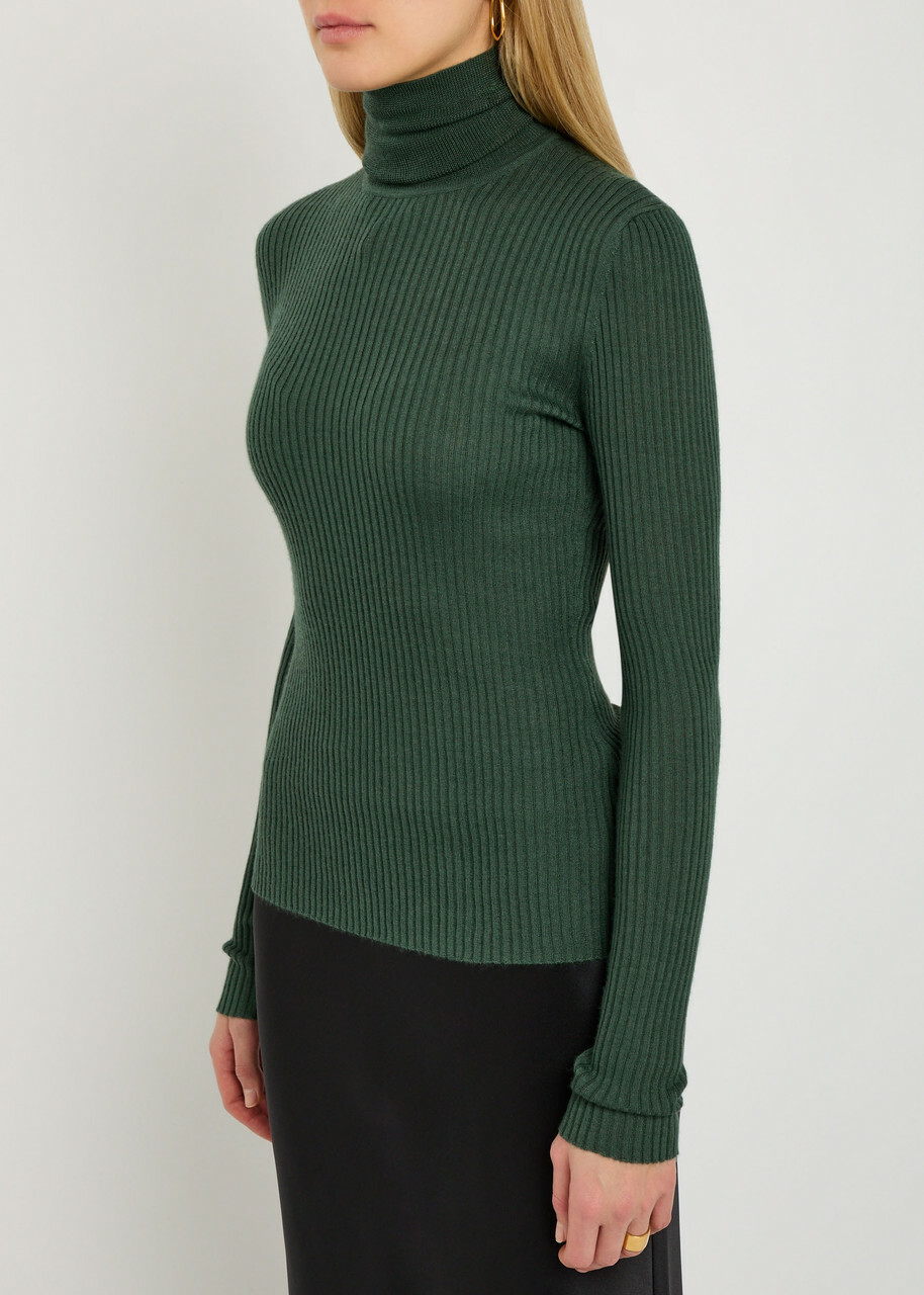 Gabriela Hearst Peppe Roll-neck Cashmere-blend top Green