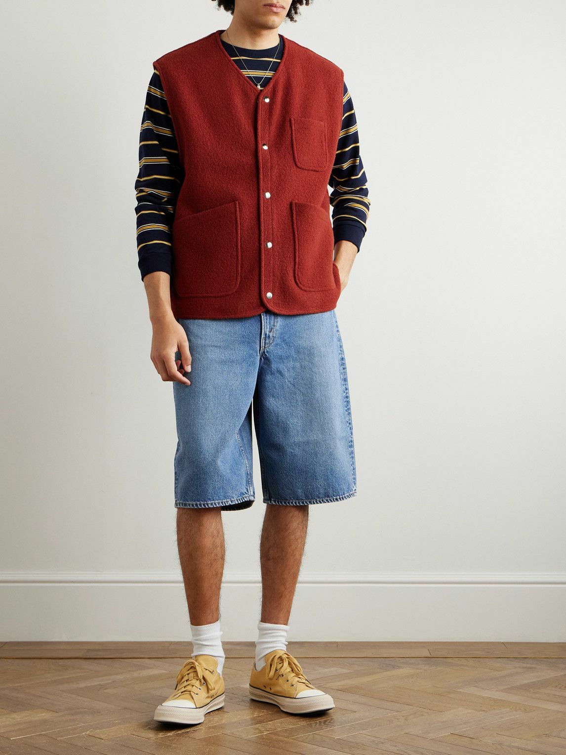 OrSlow - Super Dad's Wide-Leg Denim Shorts - Blue