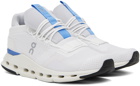 On White & Blue Cloudnova Sneakers