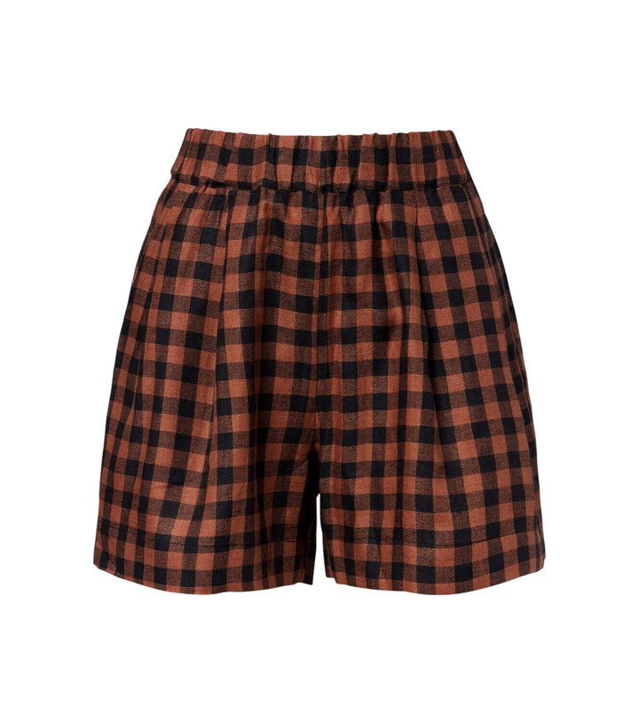 Photo: Asceno Checked linen shorts