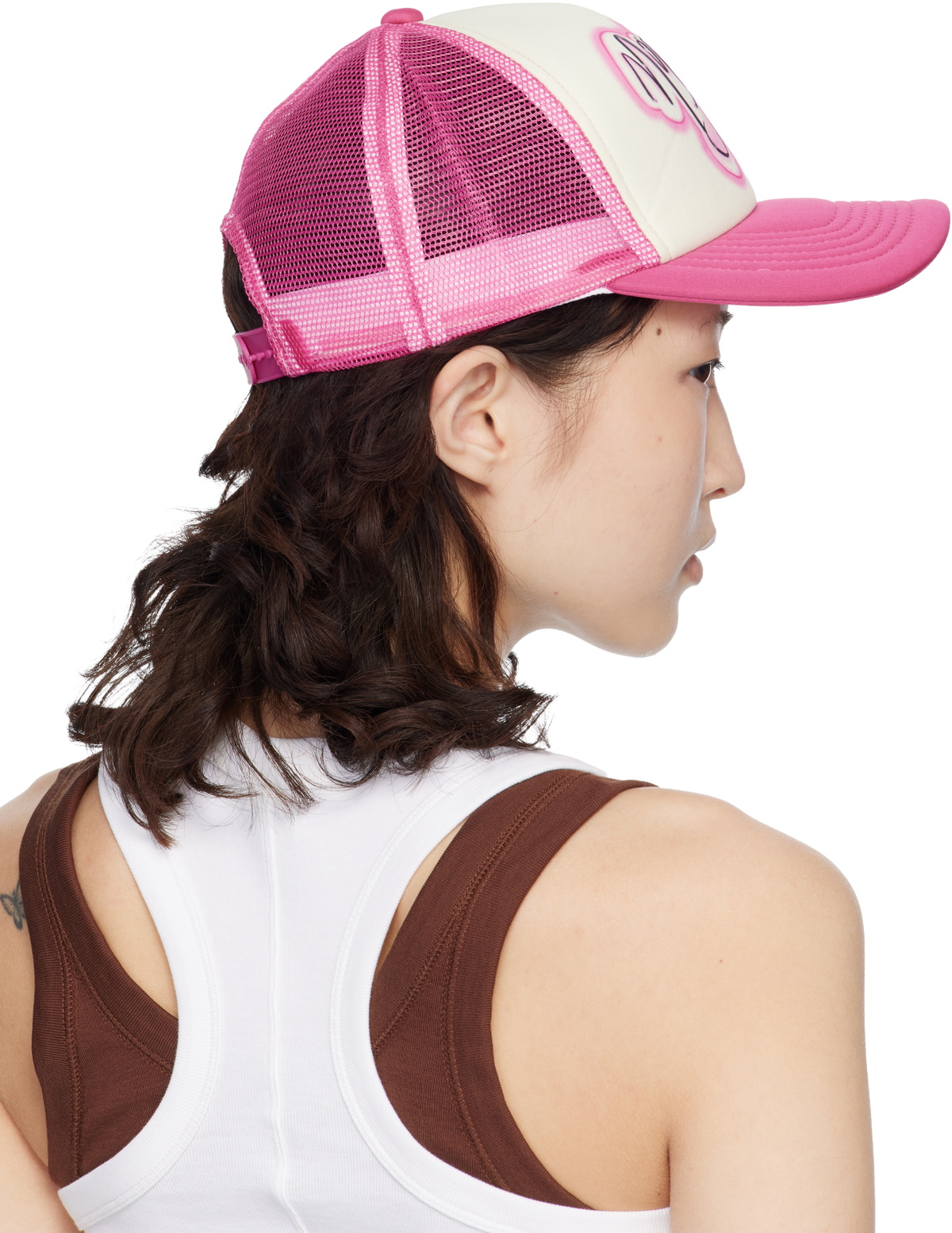 Marc Jacobs SSENSE Exclusive White & Pink 'The Miami' City Trucker Cap