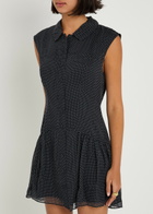 Frame Polka-dot Silk-chiffon Mini Dress Navy