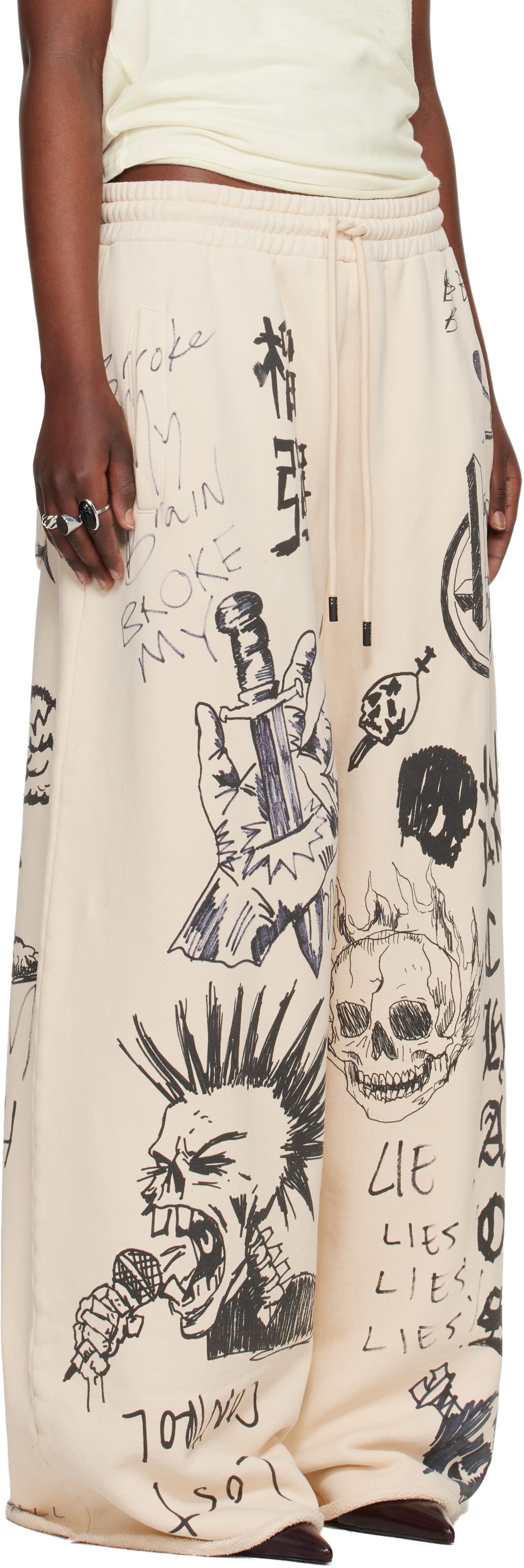 LU'U DAN Off-White Raw-Cut Bontan Sweatpants