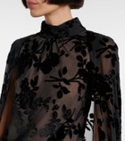 Rodarte Floral sheer caped velvet gown