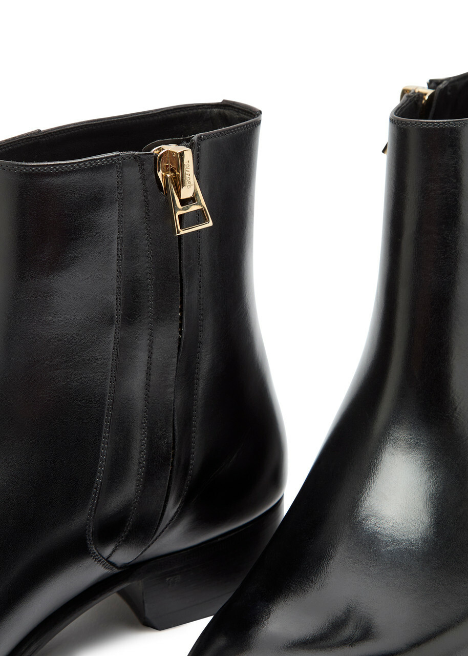 Tom Ford Leather Ankle Boots Black