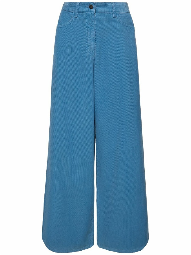 Photo: THE ROW Chan Velvet Mid Rise Wide Pants