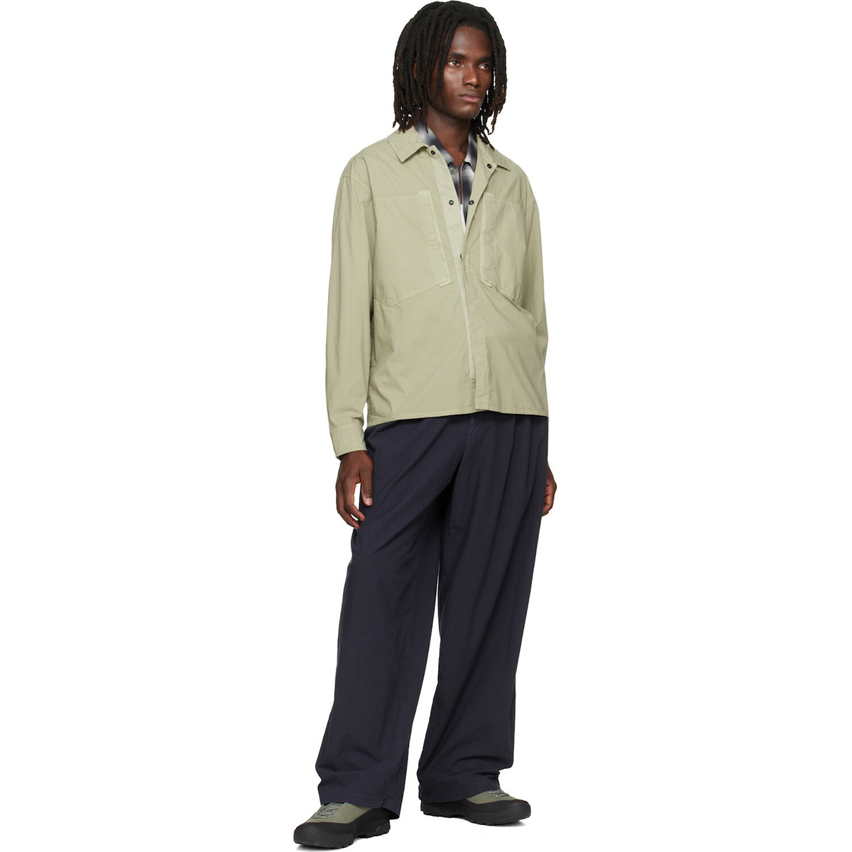 Stone Island Green 1200005 Stretch Cotton Tela 'Paracadute' Overshirt
