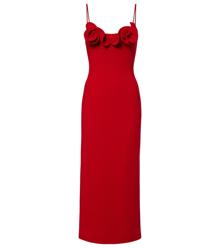Photo: Magda Butrym Floral-appliqué wool-blend midi dress