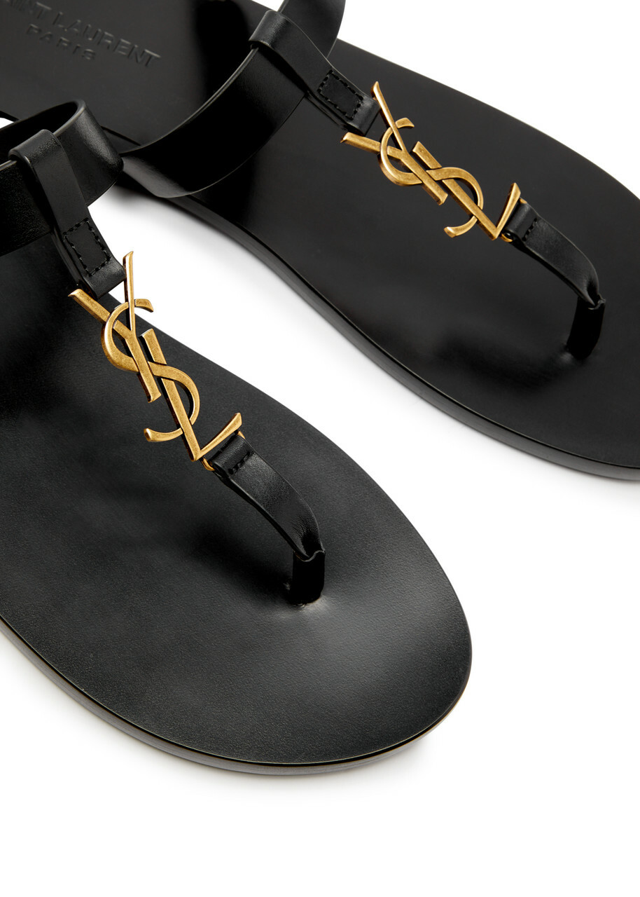 Saint Laurent Pepe 05 Leather Flip Flops Black