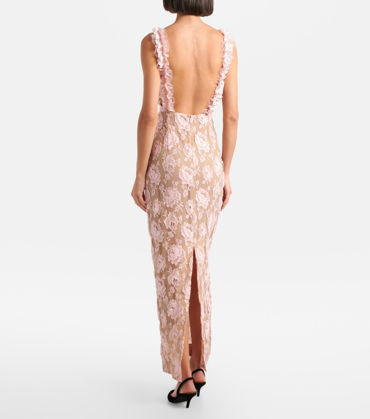 Alessandra Rich Ruffled cotton-blend lace maxi dress