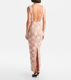 Alessandra Rich Ruffled cotton-blend lace maxi dress