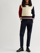 Thom Browne - Colour-Block Cable-Knitted Wool and Mohair-Blend Sweater - White