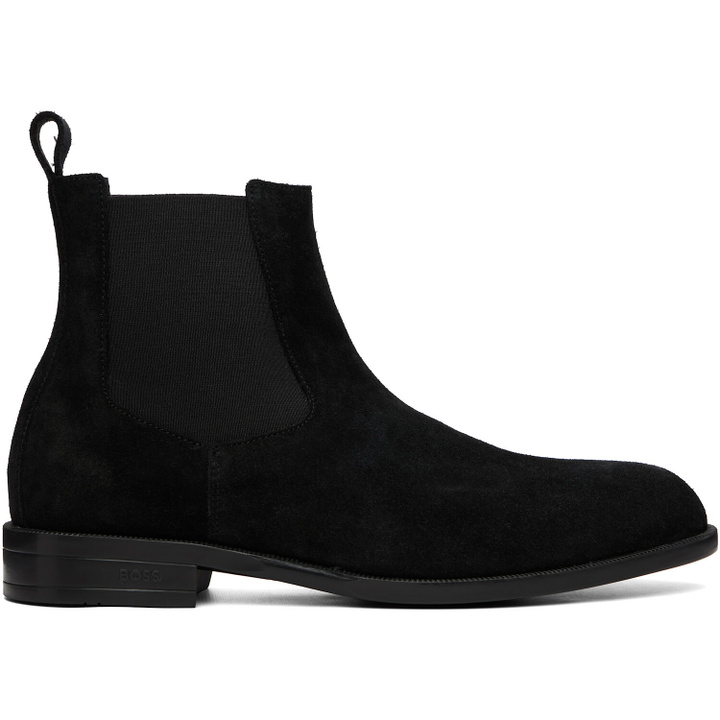 Photo: BOSS Black Suede Elasticated Panels Chelsea Boots