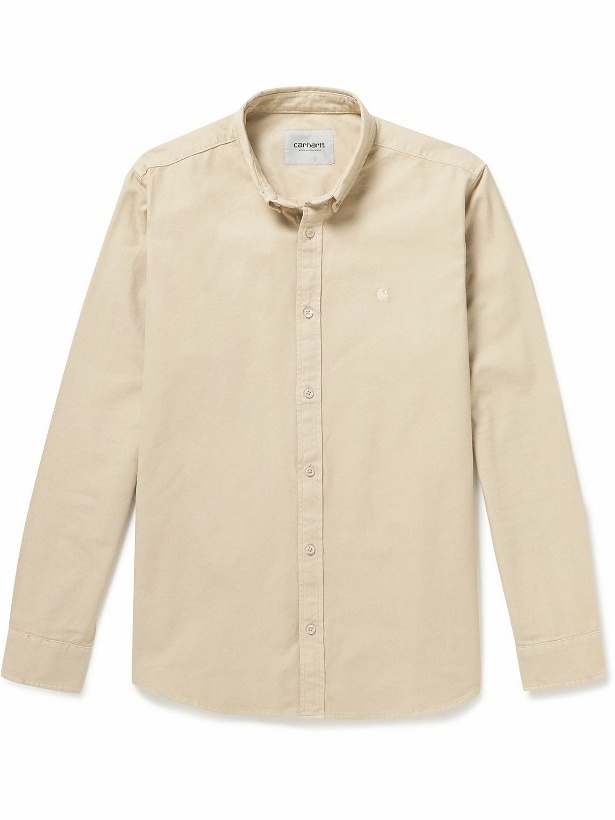 Photo: Carhartt WIP - Bolton Button-Down Collar Logo-Embroidered Cotton Oxford Shirt - Neutrals