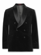 Brunello Cucinelli - Slim-Fit Shawl-Collar Double-Breasted Cotton-Velvet Tuxedo Jacket - Black