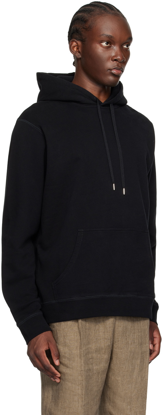 Sunspel Black Loopback Hoodie