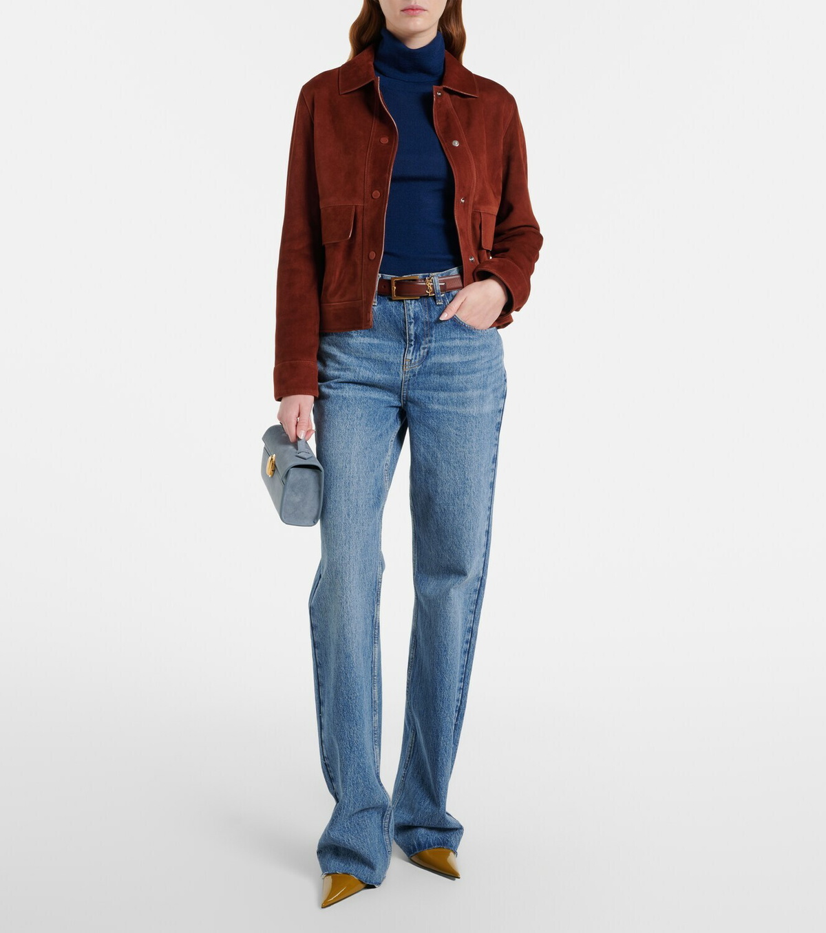 Savette Symmetry Pochette Mini suede top-handle bag