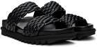 Dries Van Noten Black Leather Braided Sandals