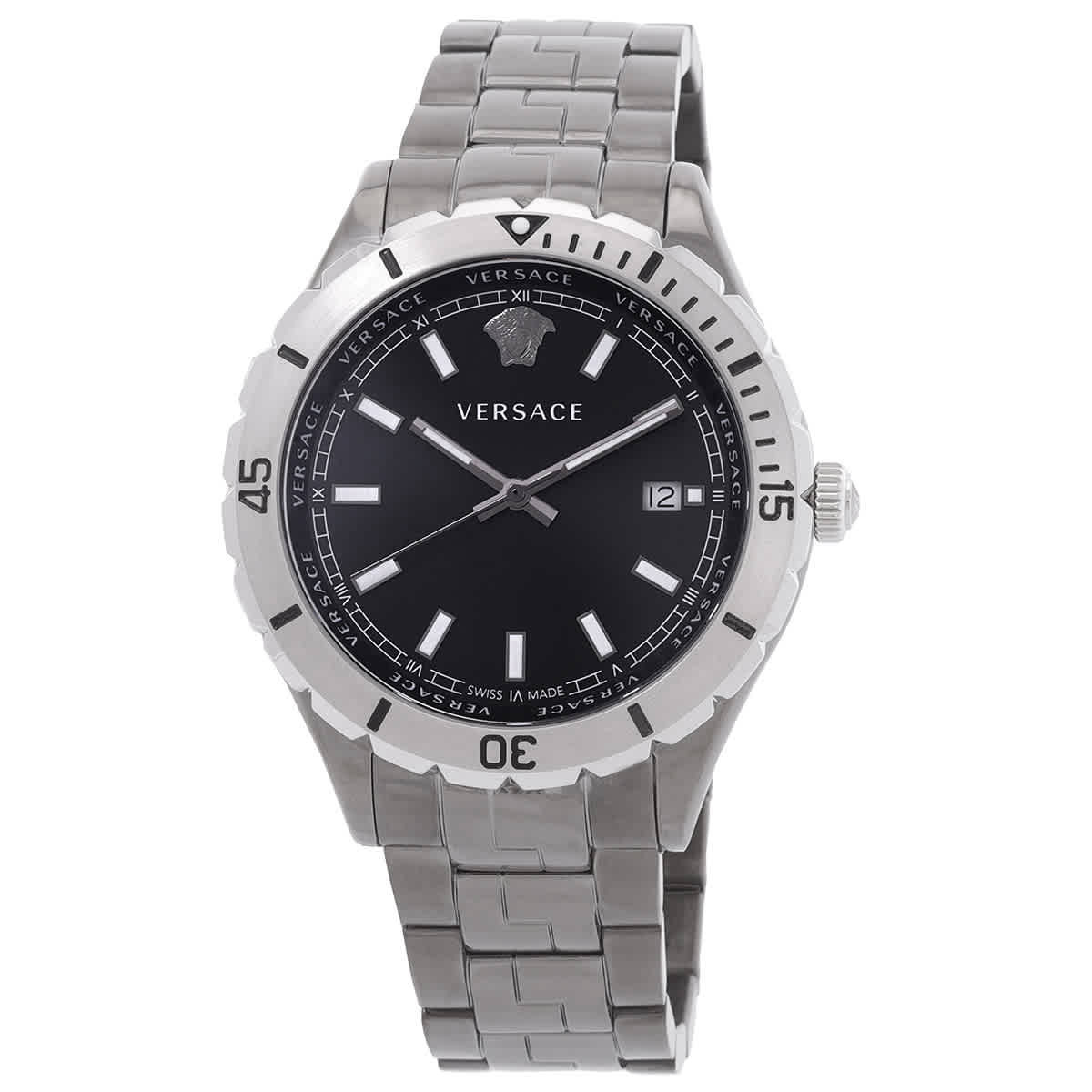 Versace Greca Logo Chronograph Quartz Grey Dial Mens Watch