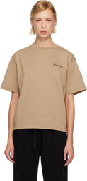 Moncler Grenoble Beige Embossed Logo Cotton T-shirt