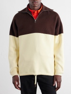 LOEWE - Anagram-Embossed Two-Tone Cotton-Blend Jersey Half-Zip Sweater - Brown