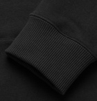 Saint Laurent - Bolo Tie Leather-Trimmed Loopback Cotton-Jersey Hoodie - Men - Black