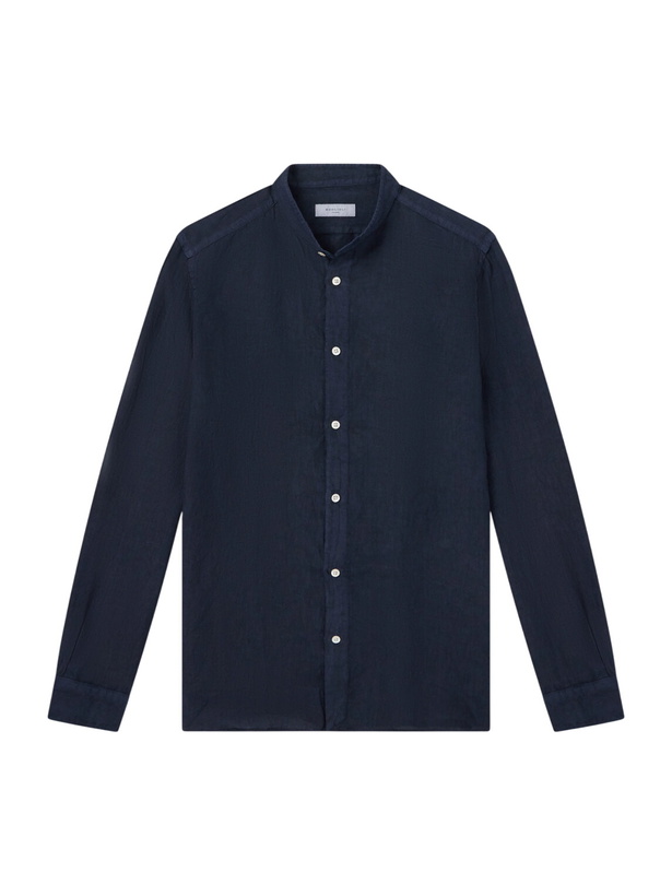 Photo: Boglioli - Grandad-Collar Linen Shirt - Blue
