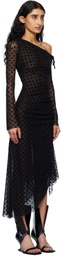 MISBHV Black Monogram Dropped Shoulder Midi Dress