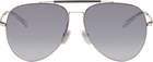 Gucci Silver Emblem Pilot Navigator Sunglasses