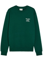 DRÔLE DE Monsieur Le Sweatshirt Slogan Embroidered Cotton Sweatshirt Dark Green
