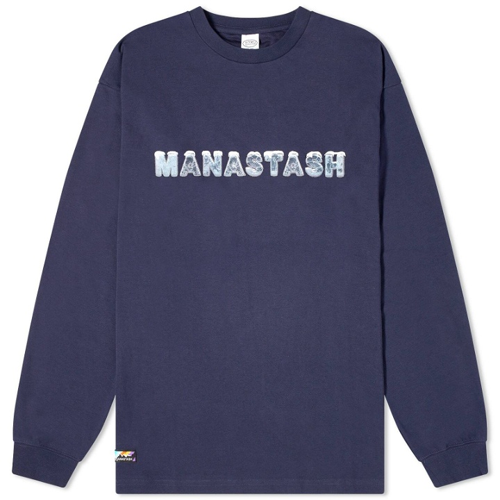 Photo: Manastash Men's Long Sleeve Ice Logo T-Shirt in Navy