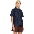 Casablanca Navy Short Sleeve Denim Shirt