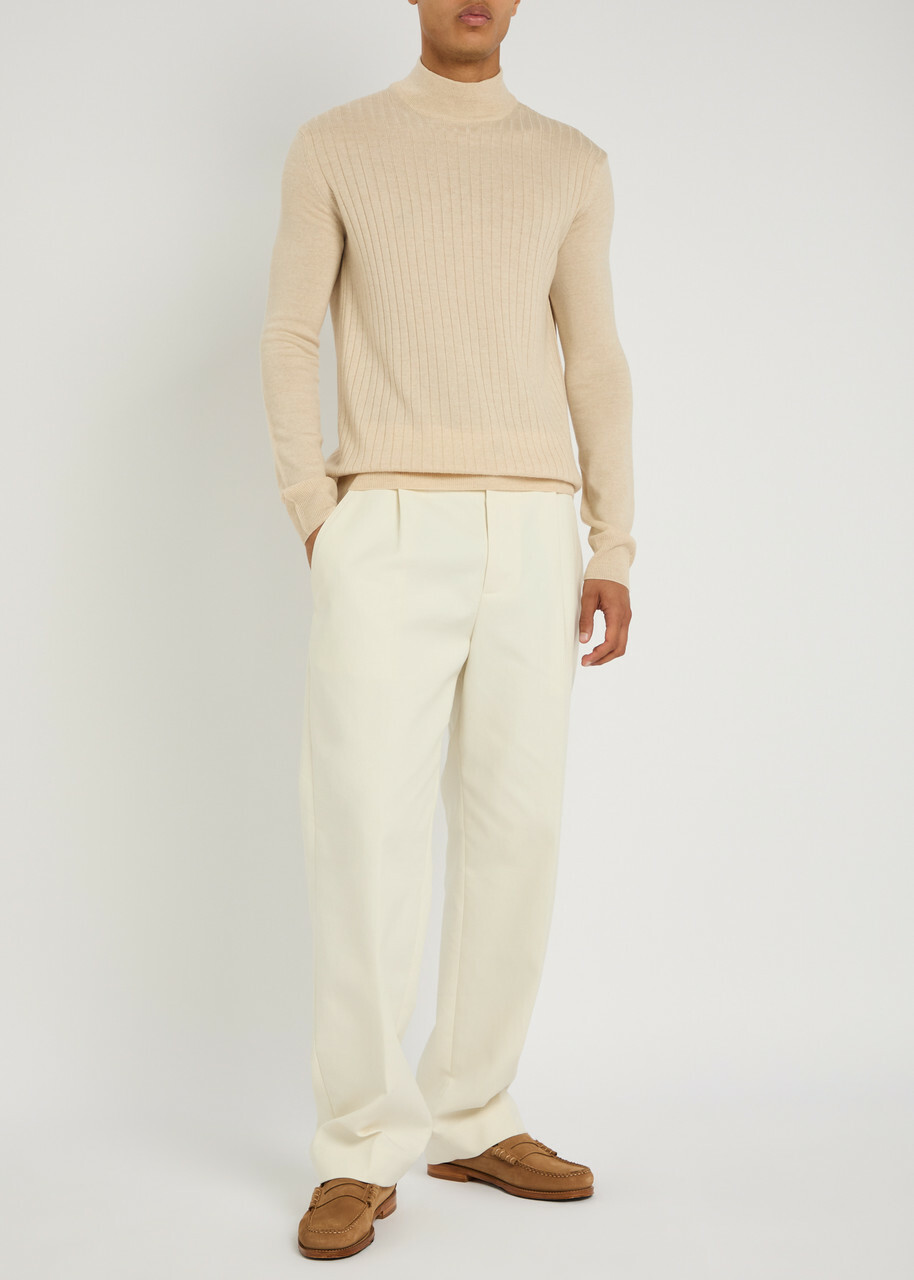 Aurélien Ribbed-knit Wool Jumper Beige