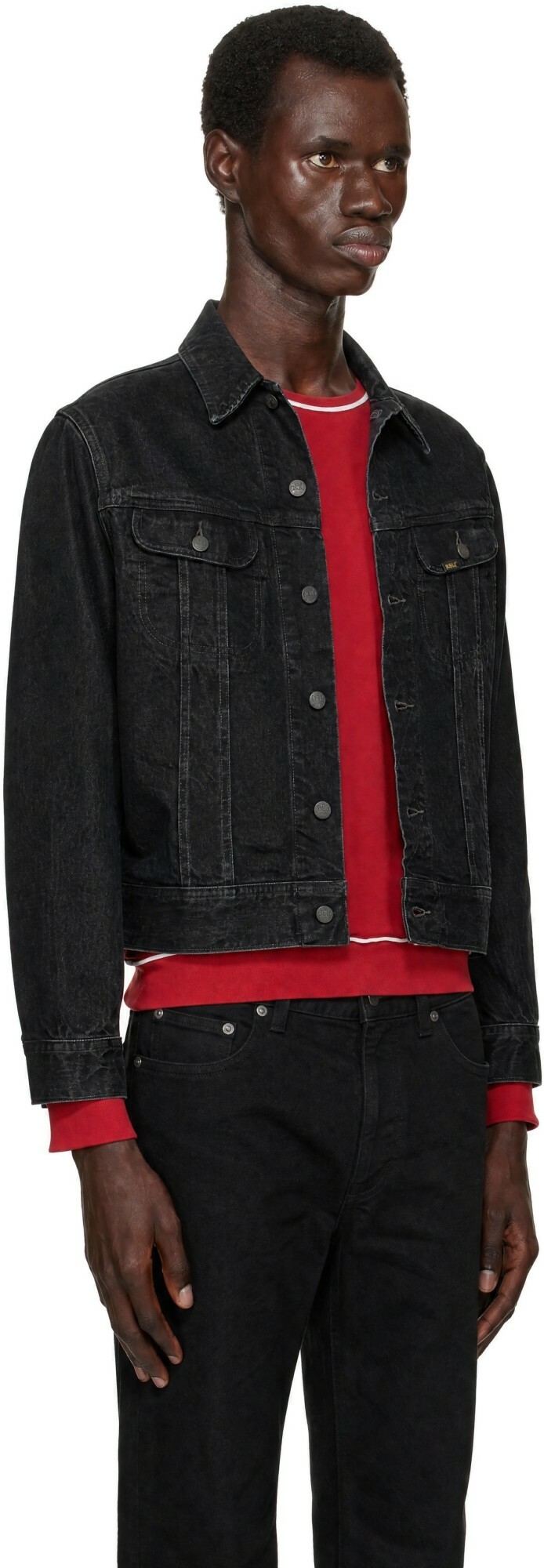 RRL Black Worn-In Denim Trucker Jacket