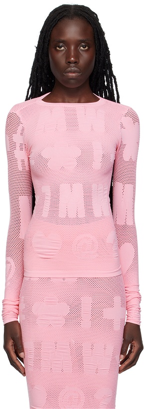 Photo: Maisie Wilen Pink Logomania Long Sleeve T-Shirt