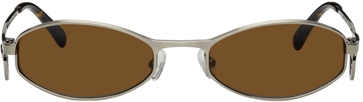 Photo: Marine Serre Gunmetal Vuarnet Edition Swirl-Frame Oval Sunglasses