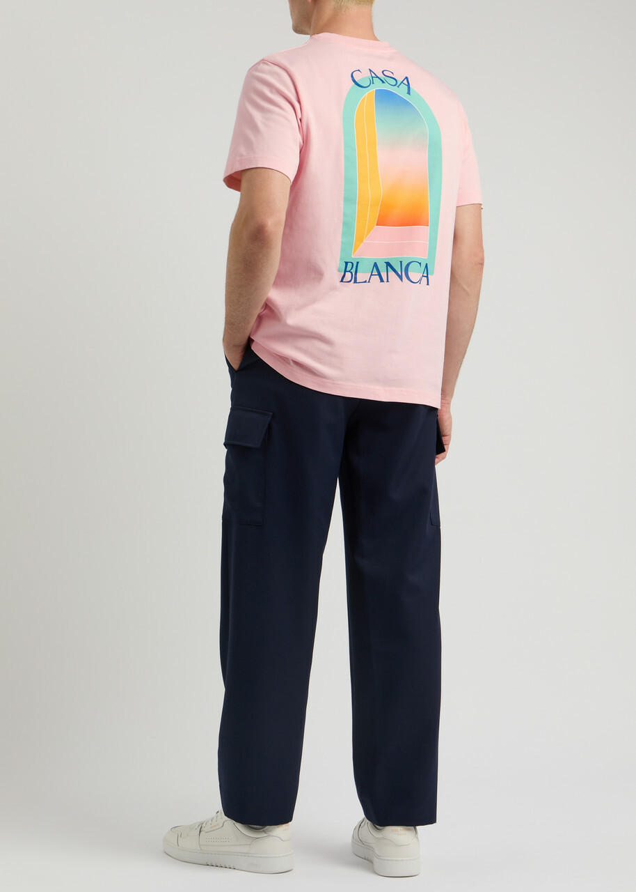 【Casablanca】 カラフル アークTシャツ コットン 関税送料込 Casablanca L'Arc Colore Printed Cotton T-shirt Pink Casablanca