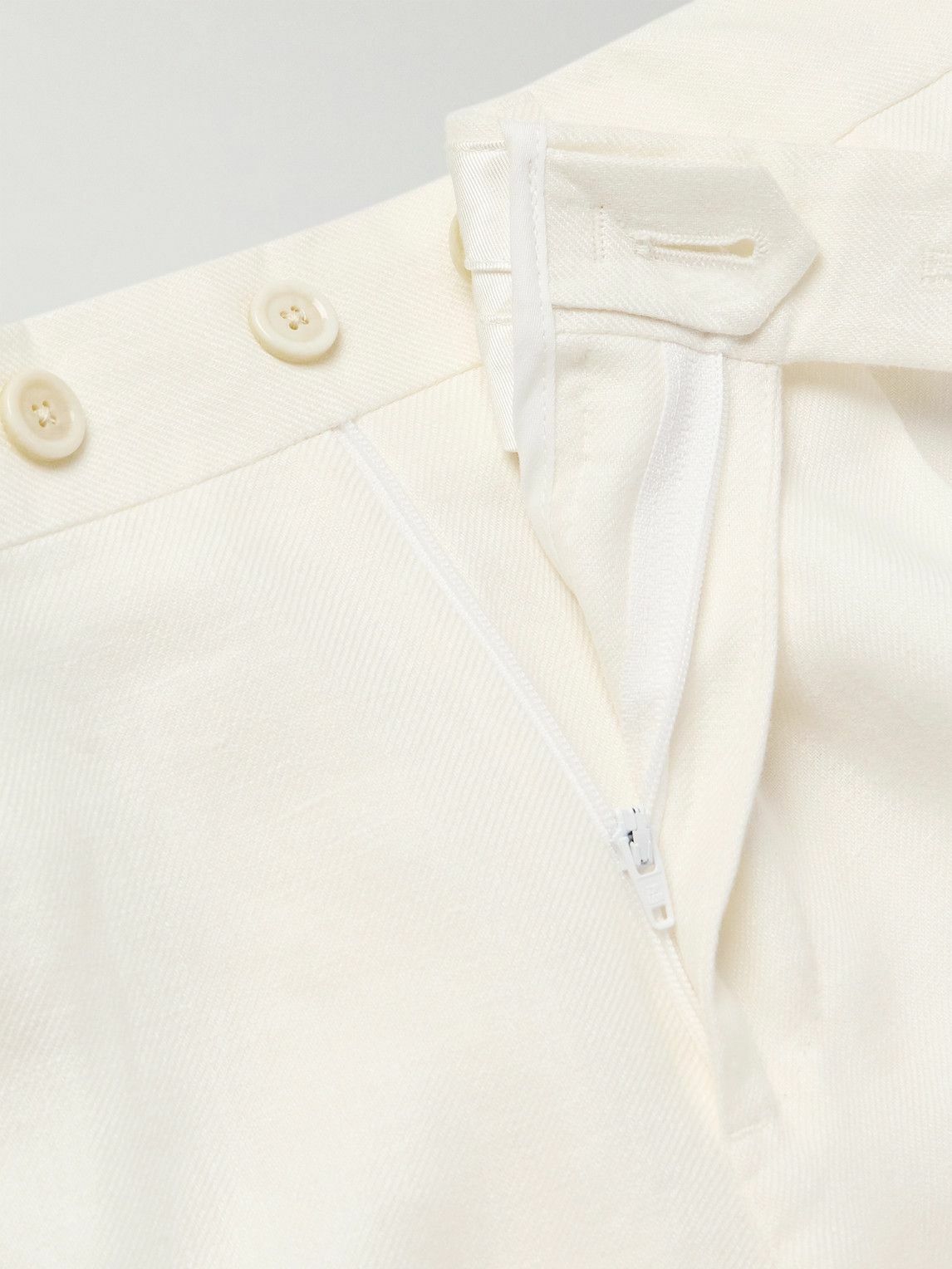 Lardini - Soho Tapered Pleated Linen-Twill Trousers - White