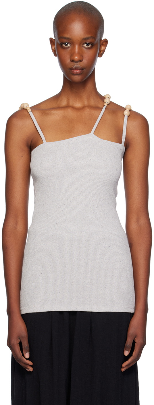 【未使用】baserange knit tank Phy Tank in Verbe purple / green | Fine organic cotton rib | Baserange