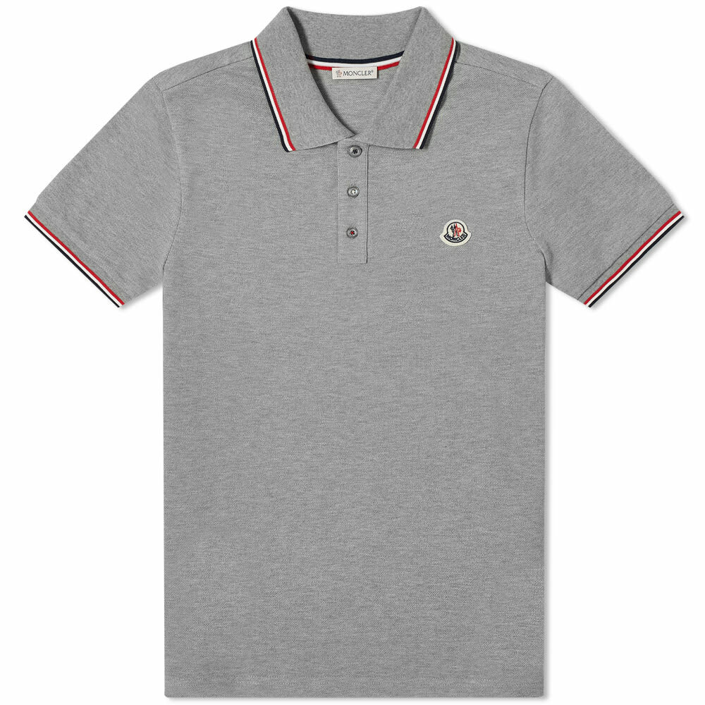 Moncler Men's Classic Logo Polo Shirt in Steel Grey Moncler